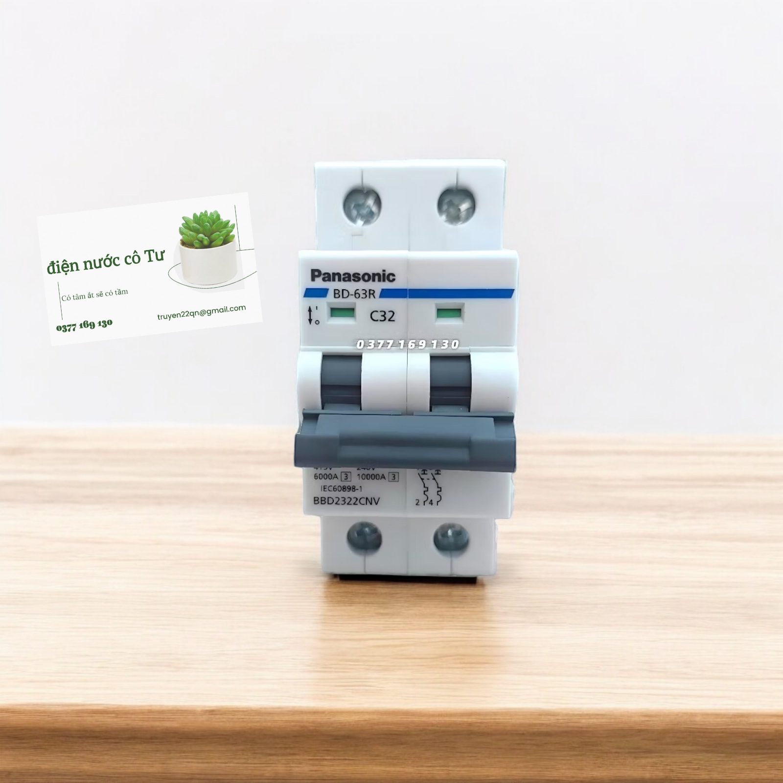CB tép 2P Aptomat 40A Panasonic - CB ngắt quá tải dòng điện -Cầu dao đóng cắt tự động MCB Panasonic