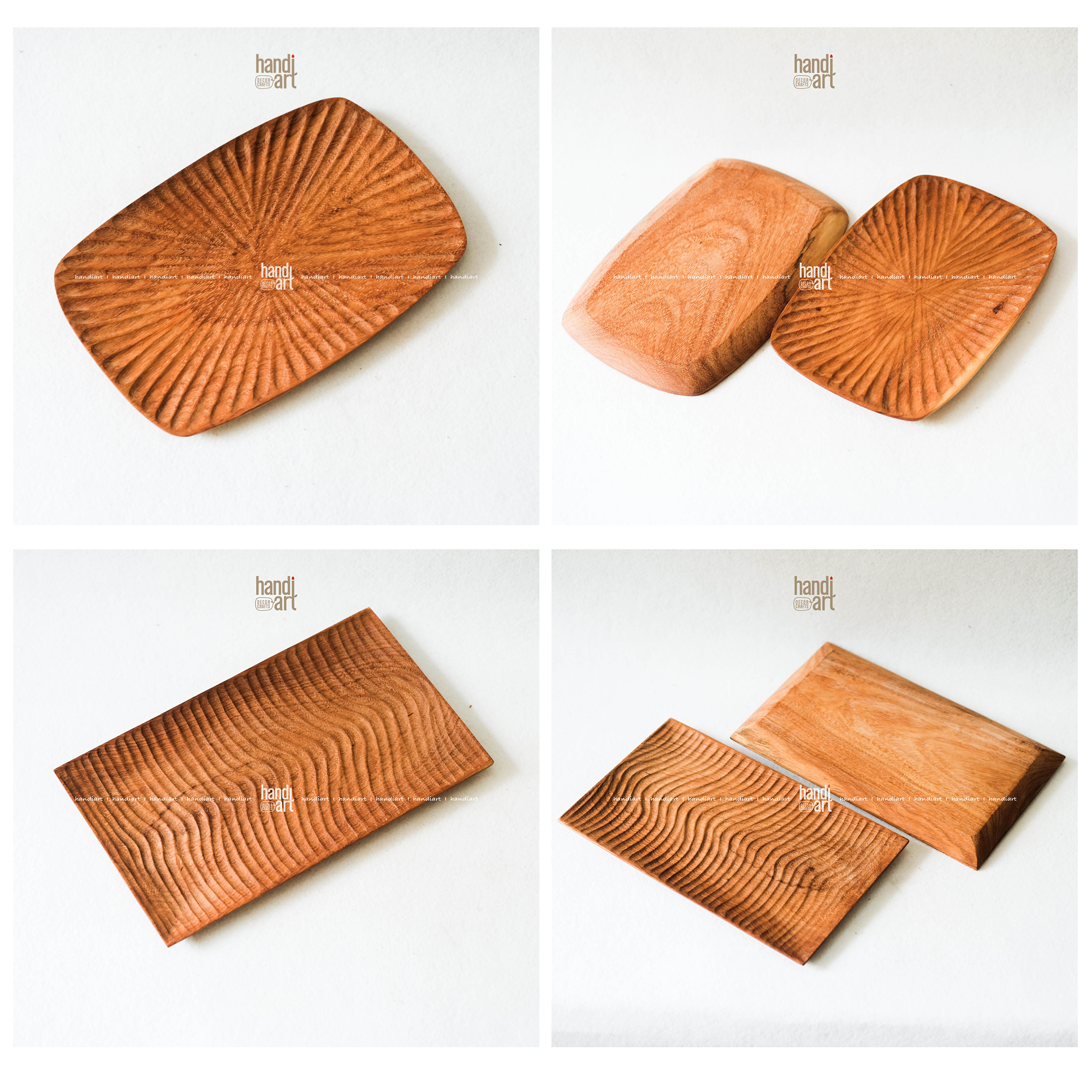 Đĩa gỗ đỏ chữ nhật, Dĩa gỗ decor (30x20cm)