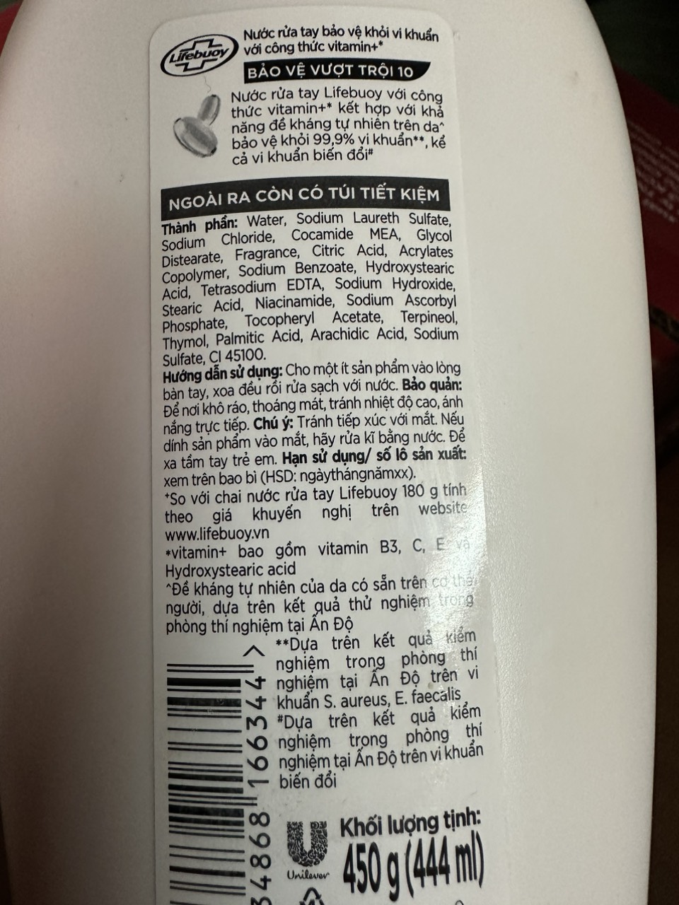 CHAI RỬA TAY LIFEBUOY 500G