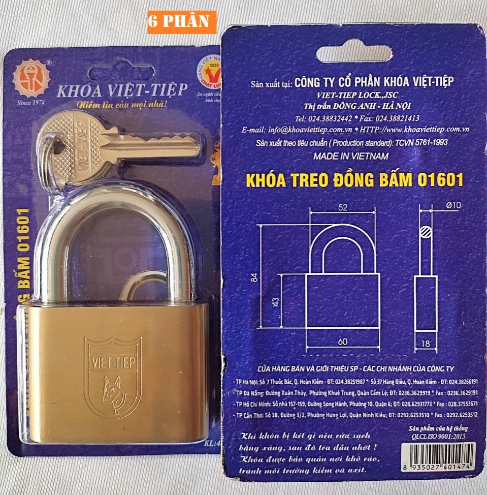 Ổ Khóa đồng bấm việt tiệp 01601