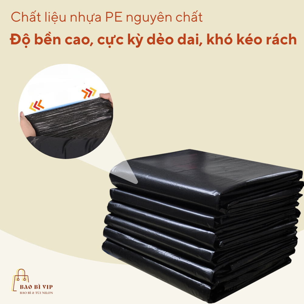 Túi đựng rác đen không quai đủ size (1kg), độ bên cao, cực kì dẻo dai, khó rách