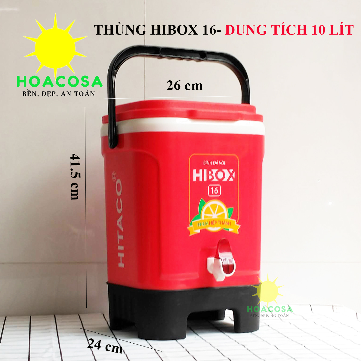 Thùng Đá Có Vòi 10L Hibox 16  Nhựa Hiệp Thành- PU FOAM Cao cấp, Giữ  Lạnh lâu- Đồ Gia Dụng Hoacosa