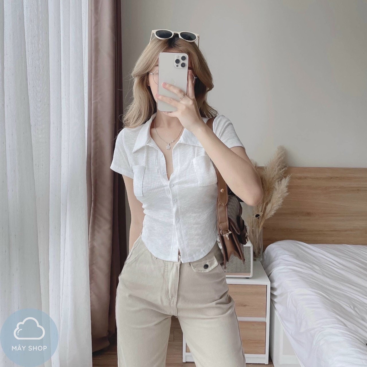 Áo kiểu nữ thun gân siêu xinh ls547