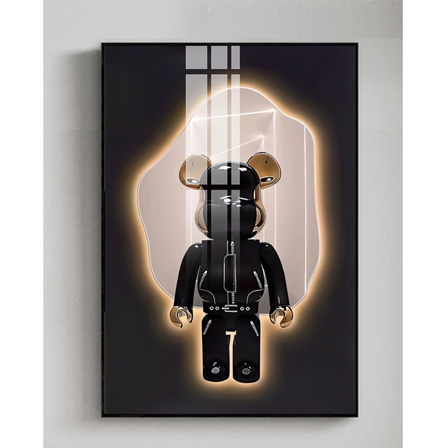 Tranh Laminate Tráng Gương - Tranh Treo Tường Phòng Khách, Phòng Ngủ Bearbrick - Kaws