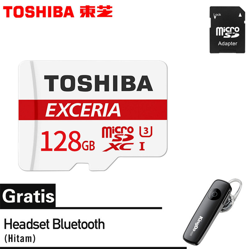 Toshiba 128GB 128G EXCERIA M302 với Bộ điều hợp Thẻ nhớ microSDXC UHS-I U3 Class 10 Thẻ nhớ thẻ nhớ micro SD để ghi video 4K Đọc 90MB / s (Tai nghe Bluetooth M165 miễn phí)