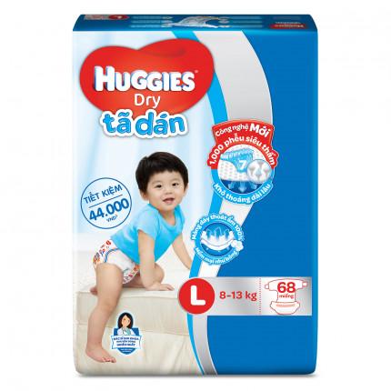 Tã Dán Huggies M76/L68/XL62/XXL56 - Đệm Mây Co Giãn (Mẫu Mới)