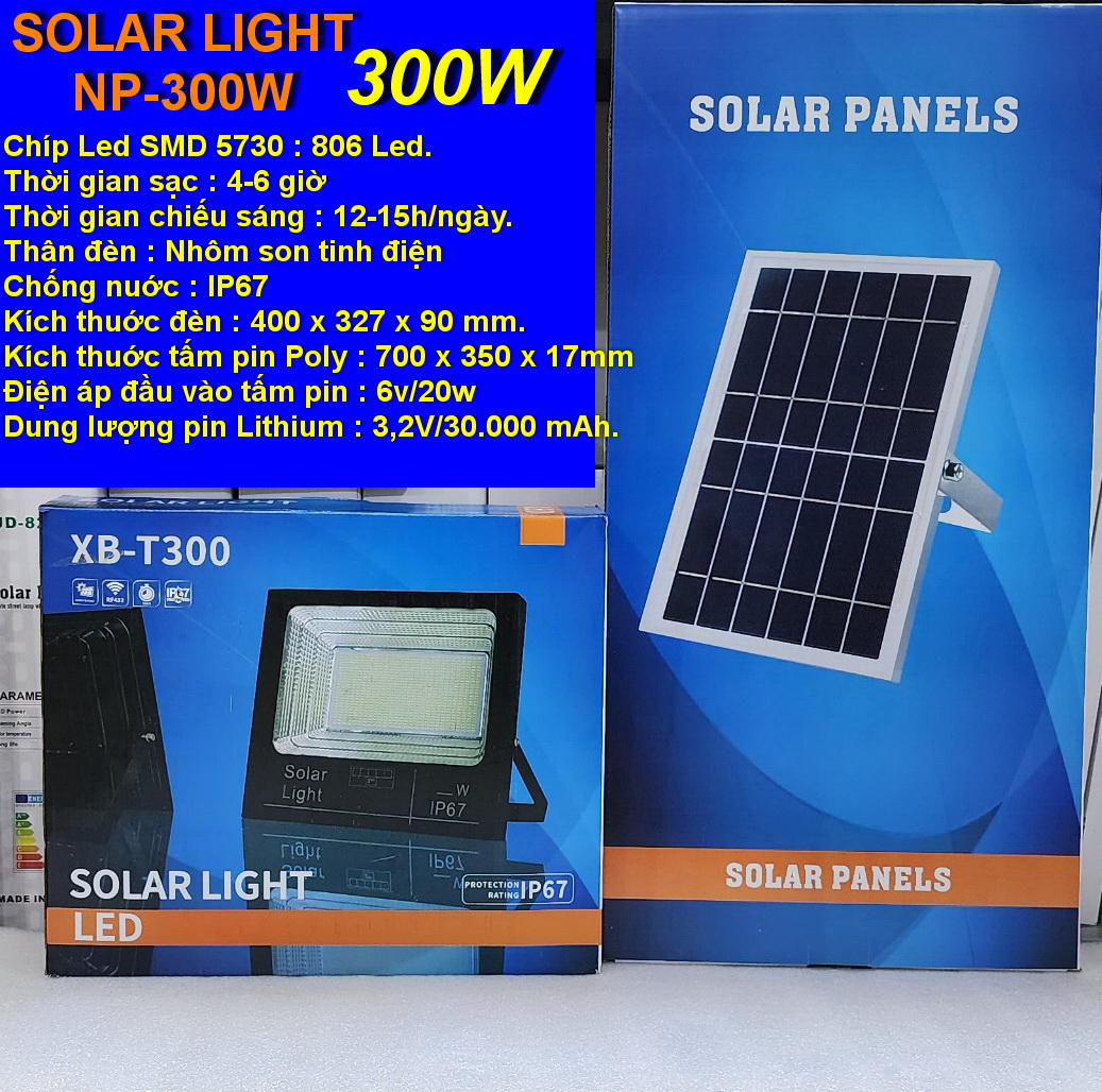 ĐÈN ĐƯỜNG NĂNG LƯỢNG MẶT TRỜI - BLUESKY NP300W - CÔNG SUẤT 300W BẢO HÀNH 2 NĂM