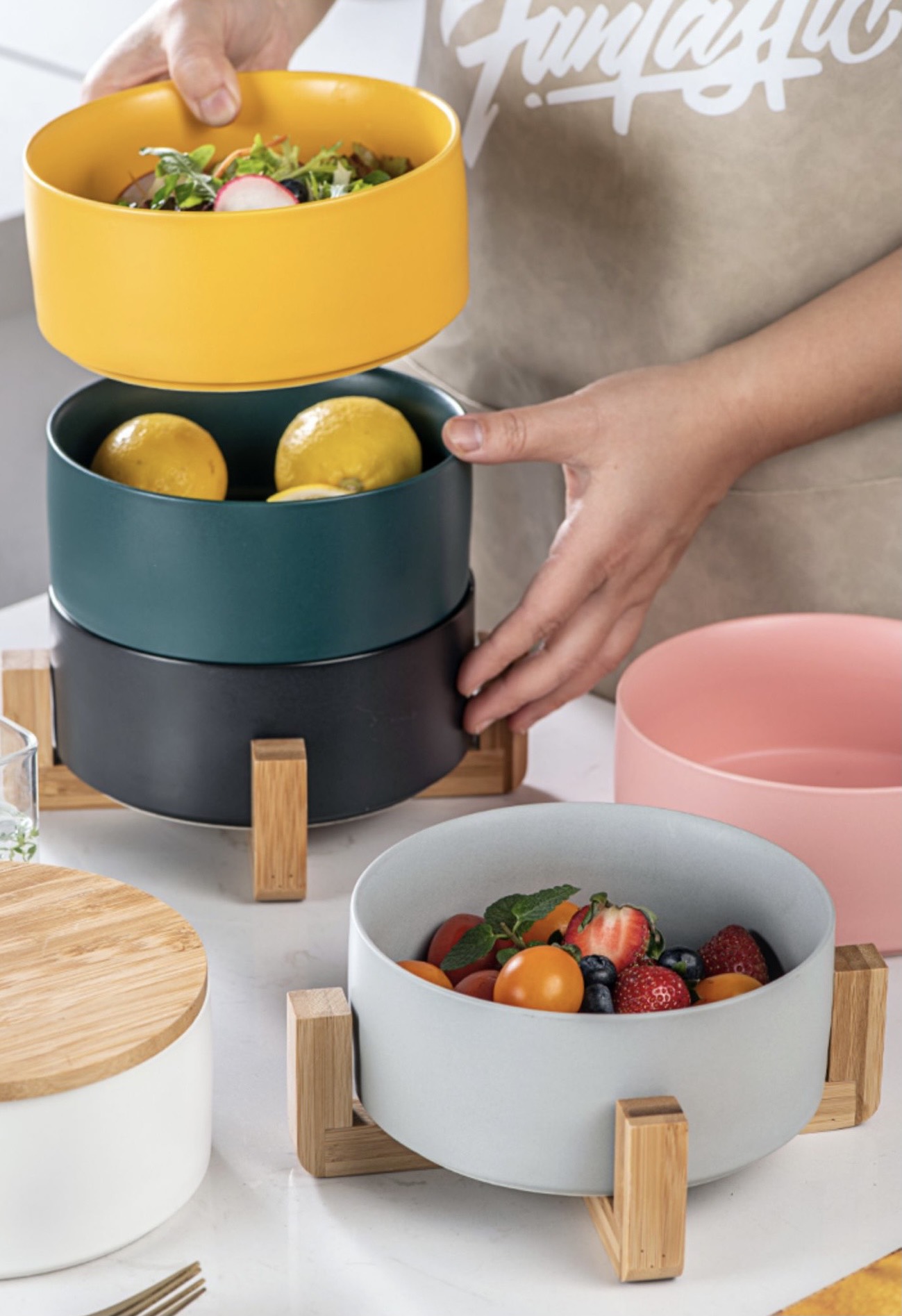 (Available) motor round salad 16cm color pastel style Nordic-porcelain high-grade export