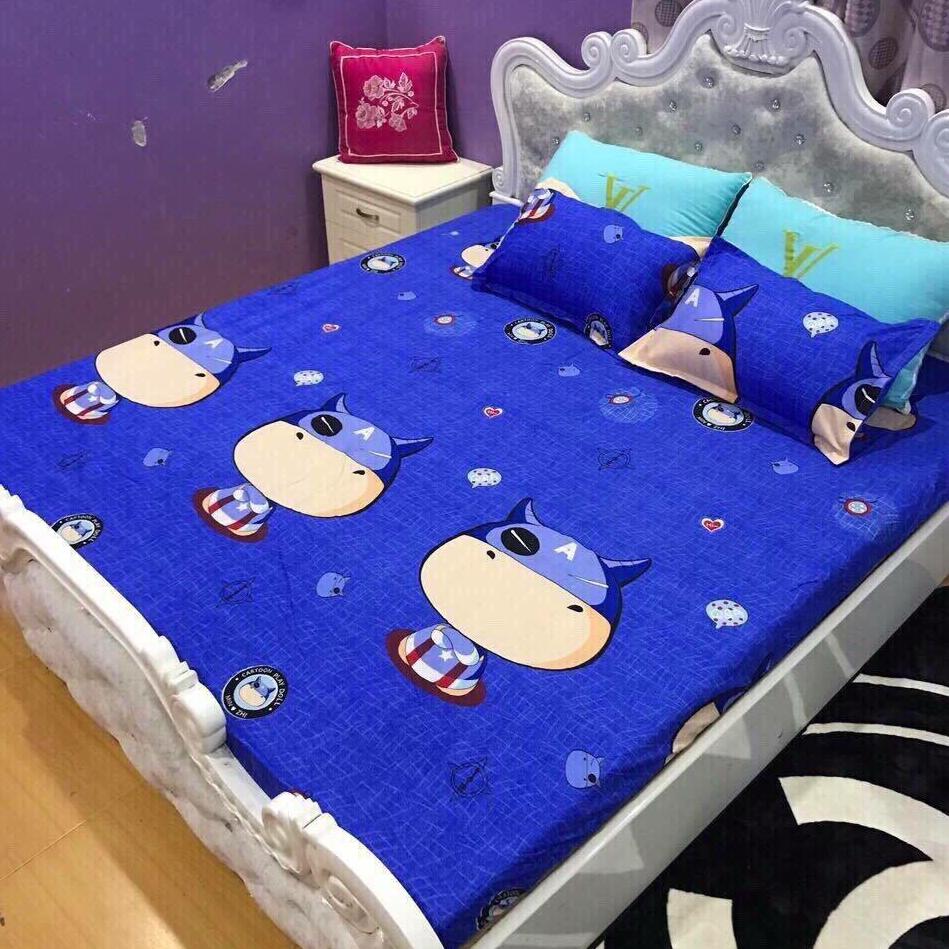 Bộ ga gối cotton Việt siêu nhân cute.