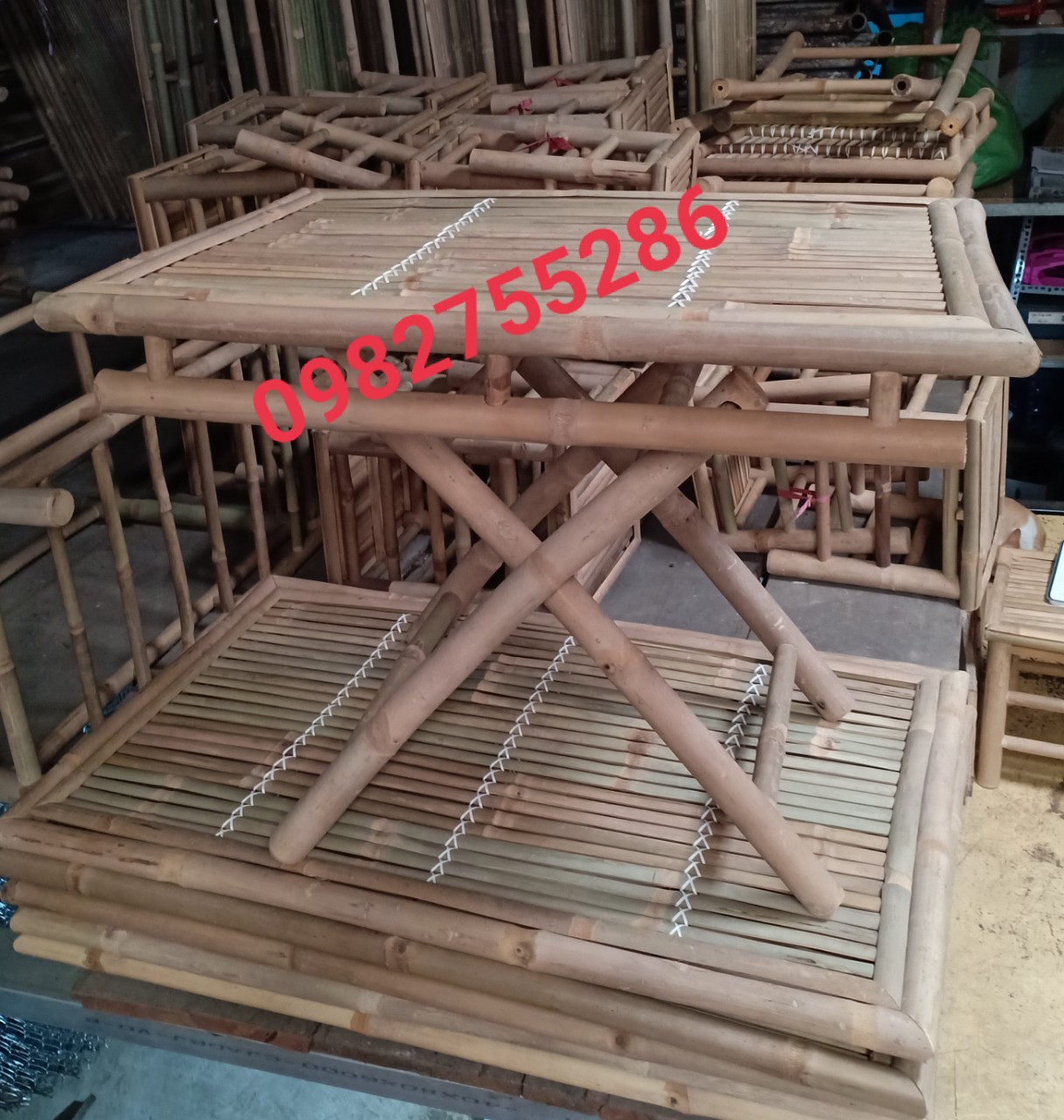 Bàn tre gấp chân (Bàn tre xếp 70cm)