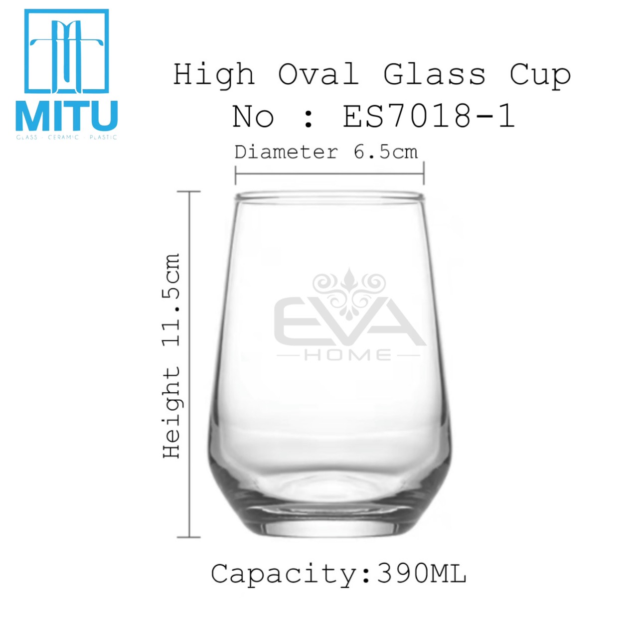 Ly thuỷ tinh bầu tròn cao chịu nhiệt deli 390ml hight disa glass cup es1140