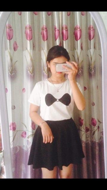 [HCM]Set Chân Váy Kèm Áo Nơ Ulzzang Hàn Quốc