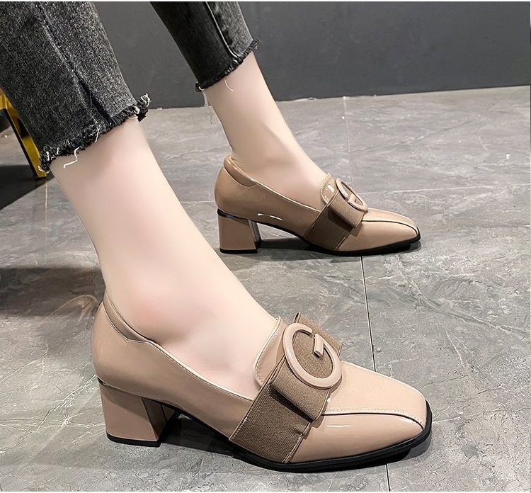 [CAO CẤP] Giày loafer đế vuông 5 phân da trơn khóa chữ cao cấp thon gọn thoải mái khi mang lâu S021