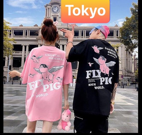 ÁO THUN NAM NỮ UNISEX HEO THIÊN THẦN PHOM FORM RỘNG TAY LỠ THOÁNG MÁT HOKKAIDO MẠNH MẼ SÀNH ĐIỆU VẢI DÀY MỊN - TOKYO FASHION