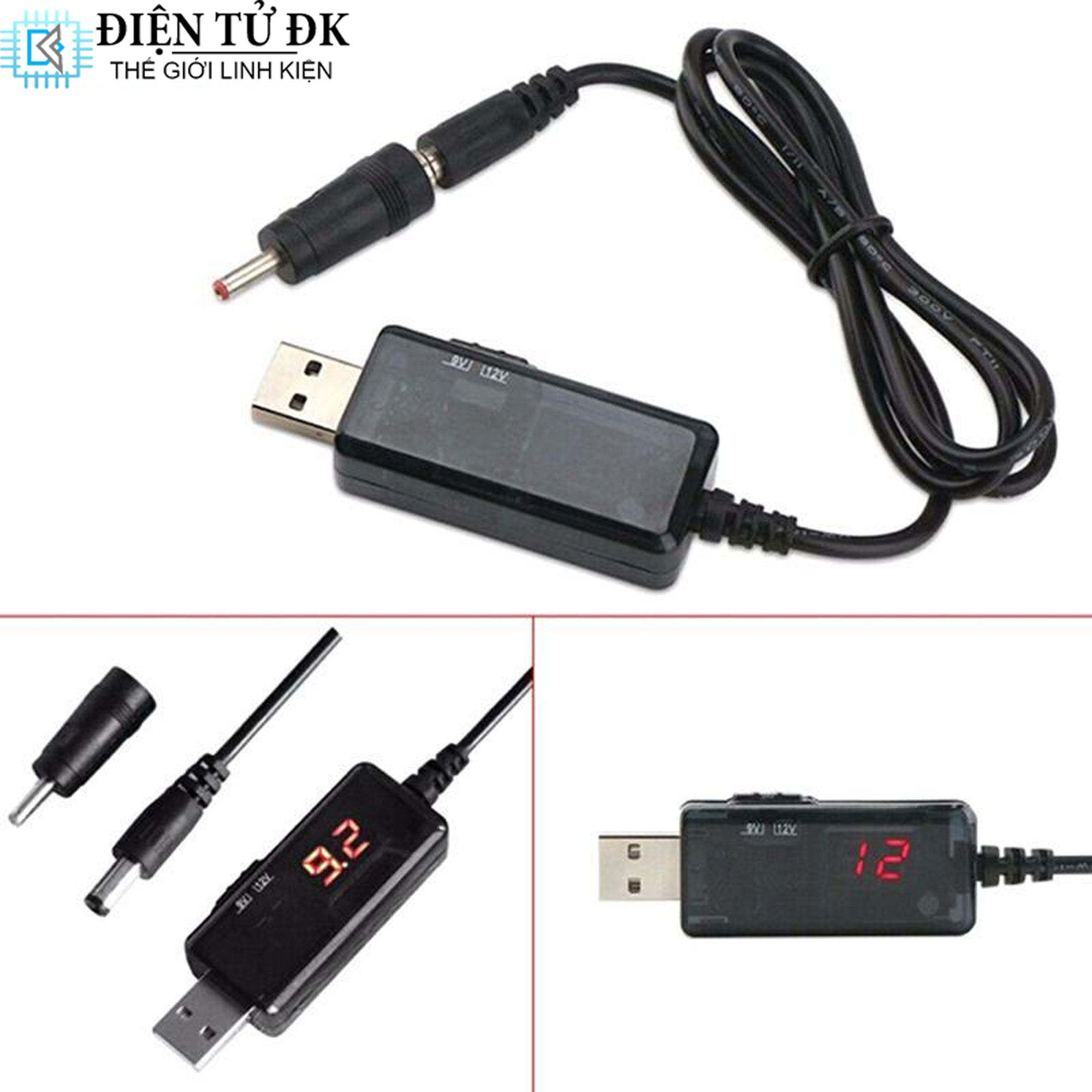 Cáp Chuyển Đổi Nguồn USB 5V Sang 9V 12V (dùng cho modem Wifi 1,5A trở xuống - Cúp điện vẫn có Wifi)