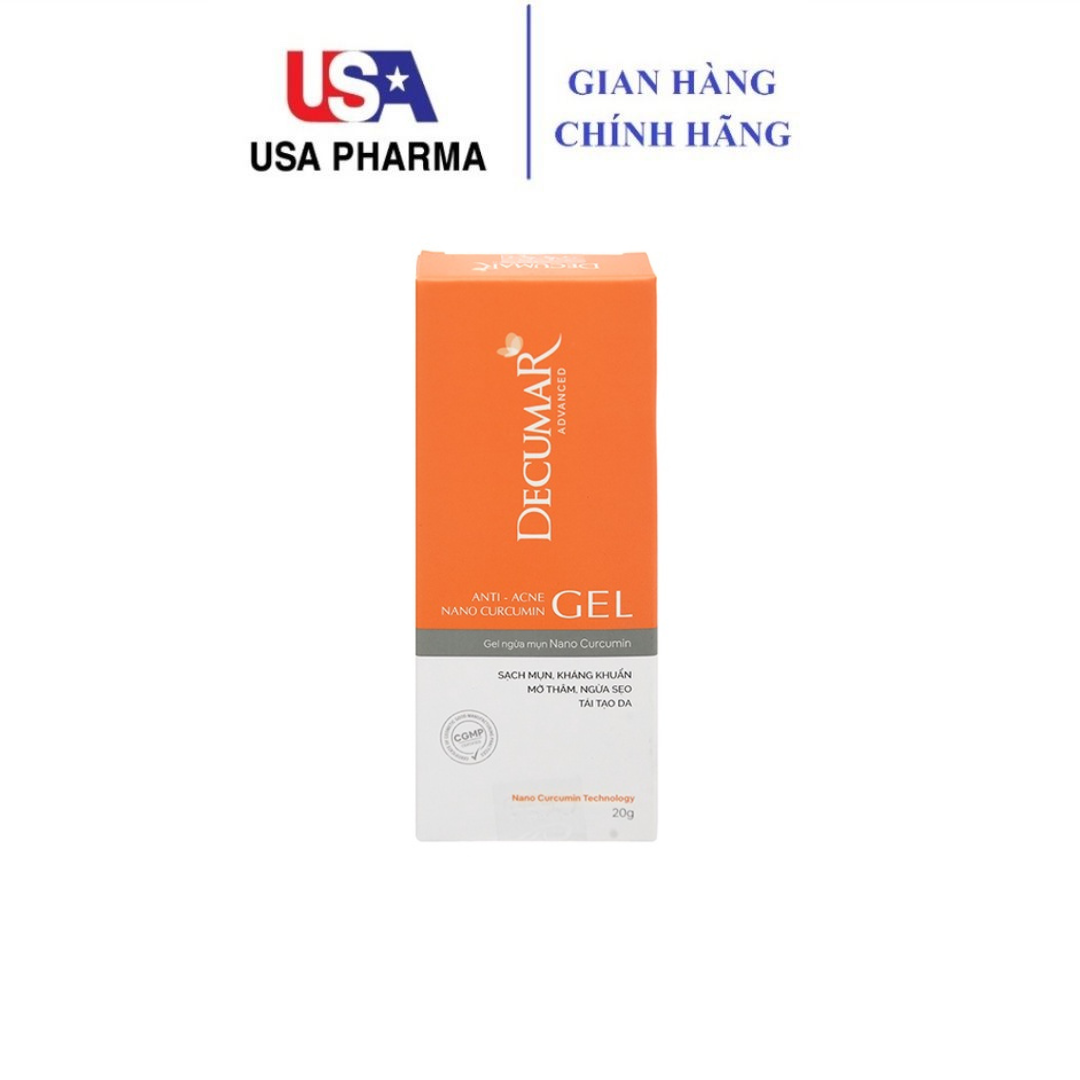 ɡel ngừa mụn, mờ thâm sẹo Nano Curcumin Decumar - Tuýp 20g