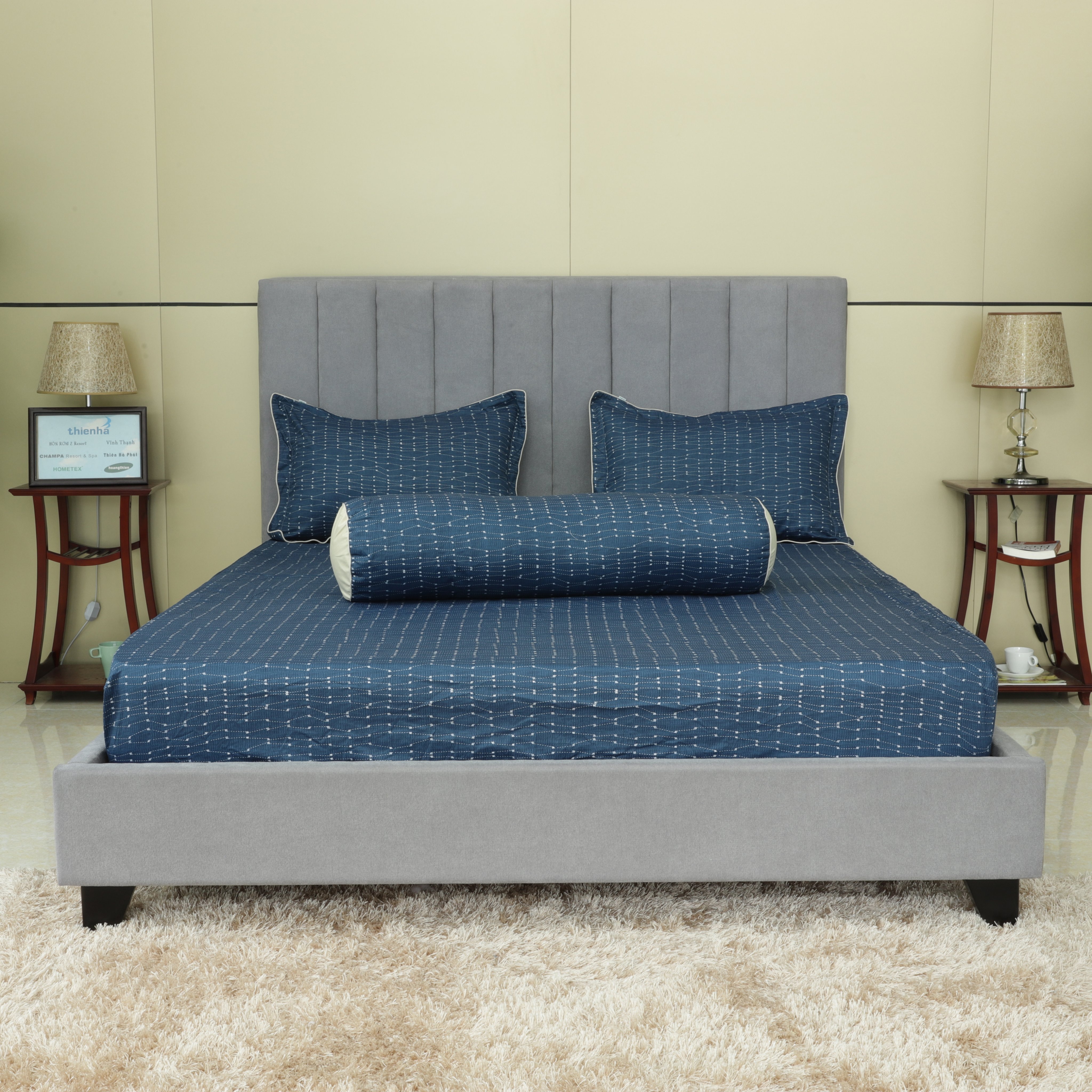 Bộ Drap gối cotton hoa Hometex