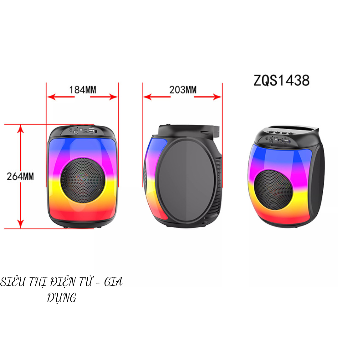 (GIÁ RẺ) - ( tặng kèm mic) - LOA BLUETOOTH ZQS – 1438 HOT
