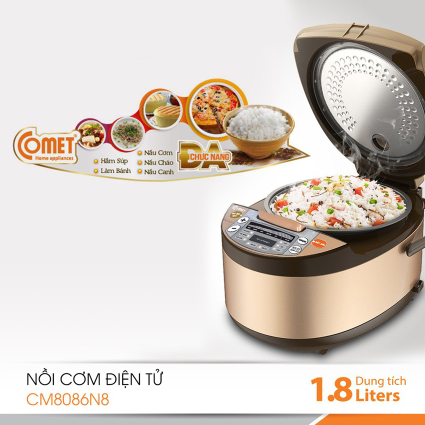 Nồi cơm điện tử comet 1.8 lít - cm8086n8 - hàng nồi cơm điện tử comet 1.8 lít - cm8086n8 - hàng mua online nồi cơm điện comet chính hãng giá tốt