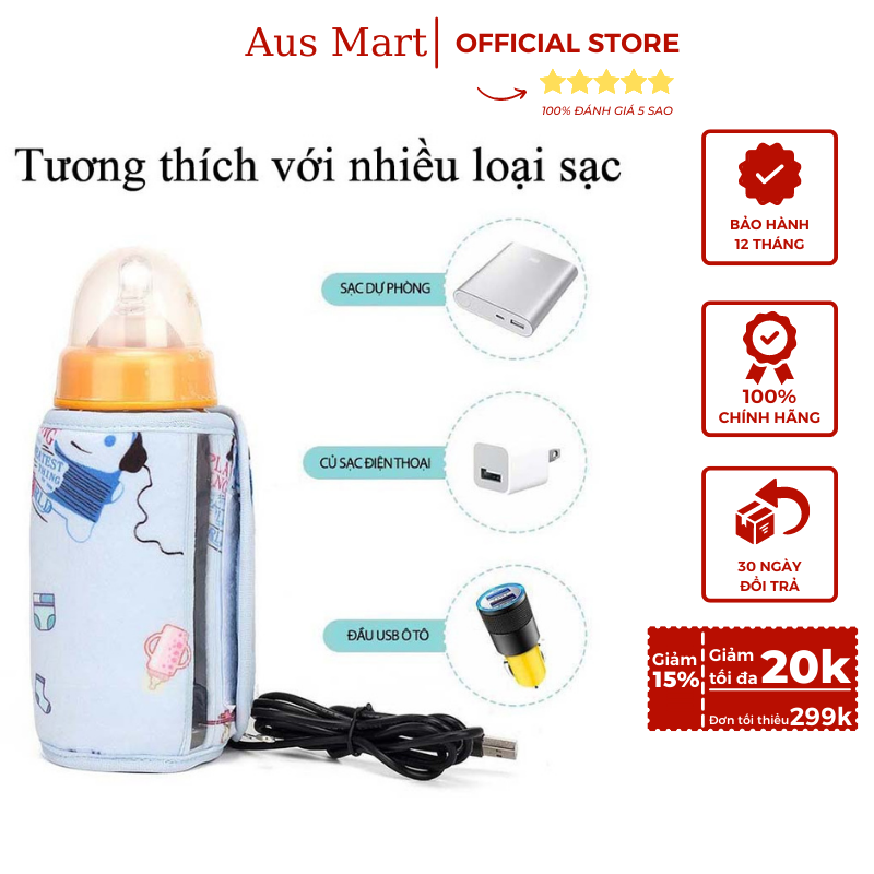 Túi Ủ Bình Sữa Thông Minh Warm Milk phù hợp với tất cả loại bình - Dụng cụ giữ nhiệt bình sữa thông minh, máy hâm bình sữa cao cấp  xách tay  sử dụng bộ sạc di động thông minh, bán chạy 2022 - Aus Mart