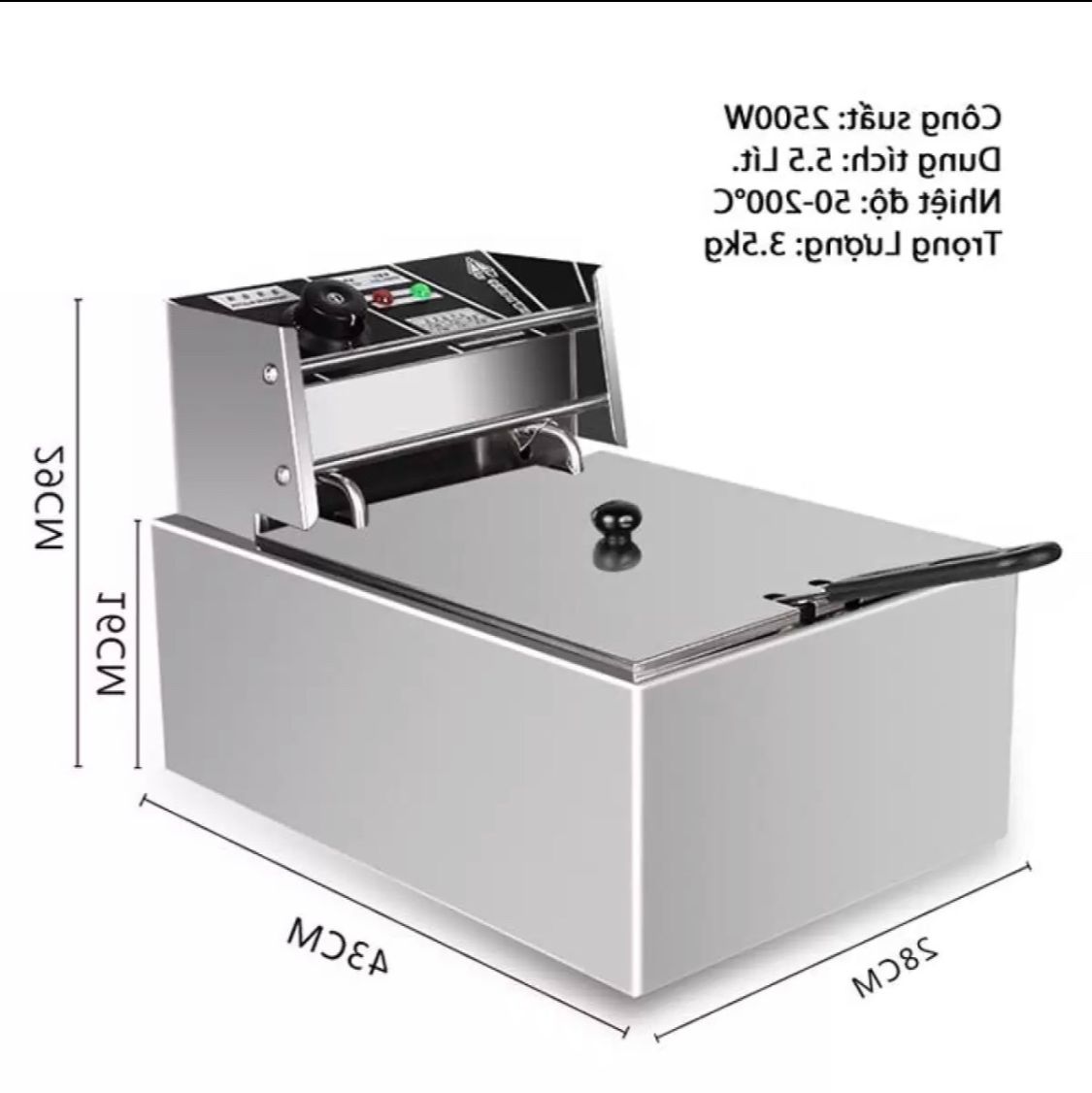 Bếp chiên nhúng 2500W công nghiệp