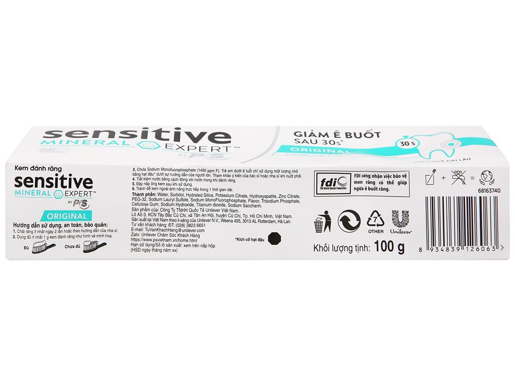 Combo 2 Kem Đánh Răng P/S Sensitive Orginal Dịu Cơn Ê Buốt Sau 30S 100G