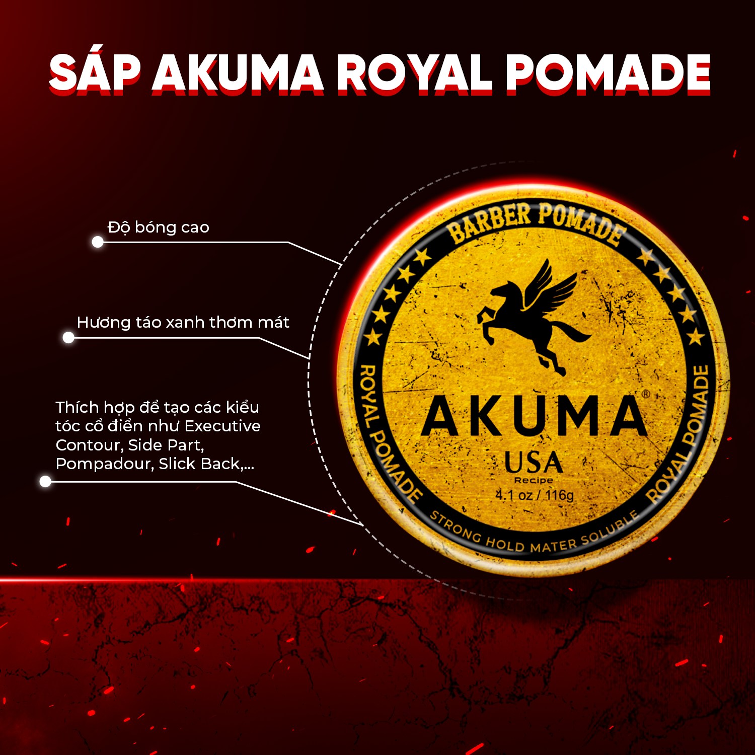 Sáp Vuốt Tóc AKUMA , Gôm Giữ Nếp Tóc , Xịt Tạo Phồng Tóc , Dầu Tắm Gội , Sữa Rửa Mặt