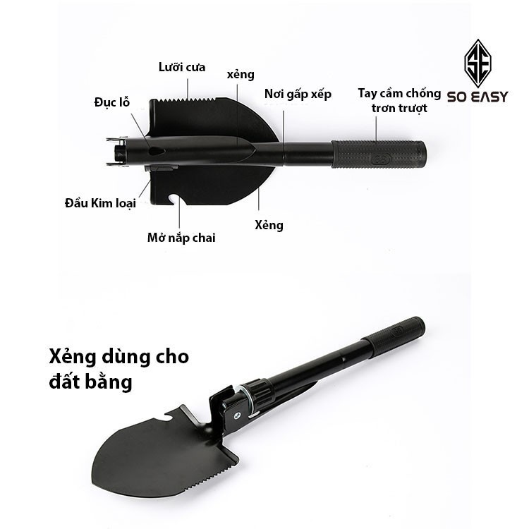 [HCM]Xẻng đi phượt 4in1 xếp gọn