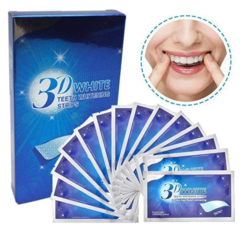 Hộp 7 Miếng dán trắng răng 3D White Teeth Whitening Strips, miếng dán trắng răng 5d miếng dán trắng răng chính hãng, miếng dán trắng răng crest 3d white - Ceria Cosmetics