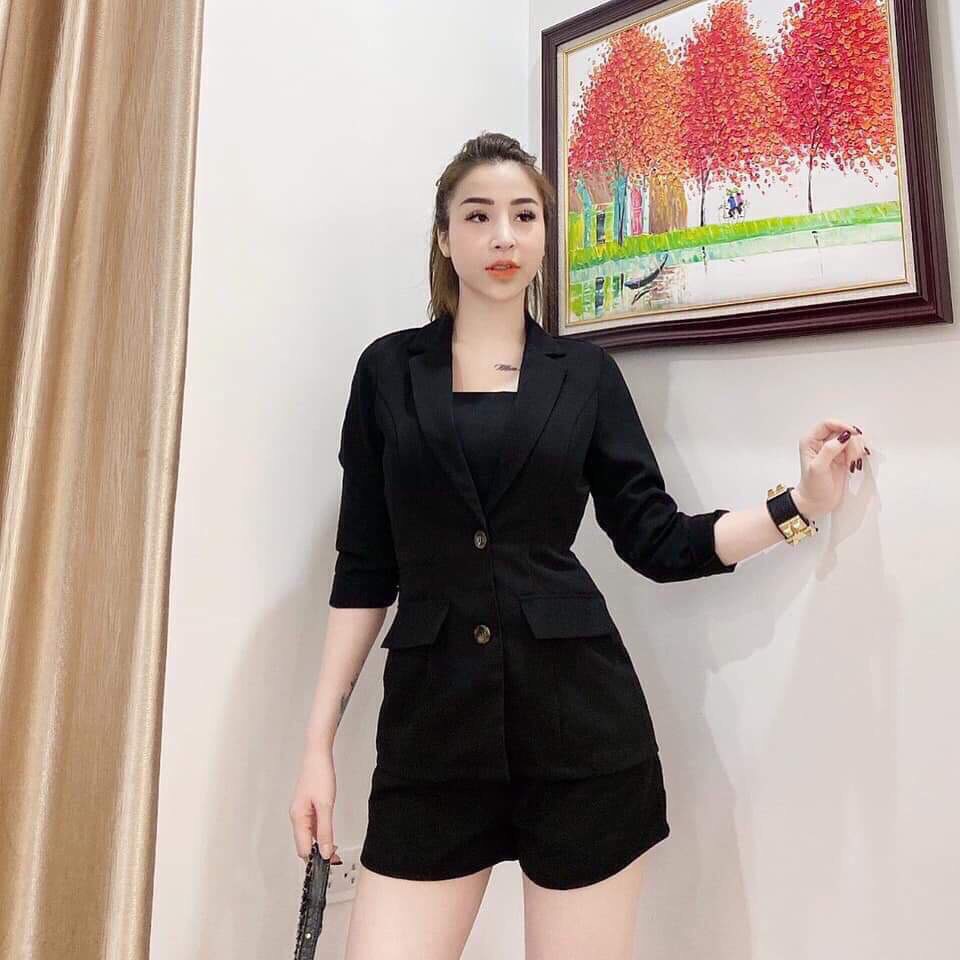 [HCM]Sét vest nữ 3 món (quần đùi+áo vest+áo ống)