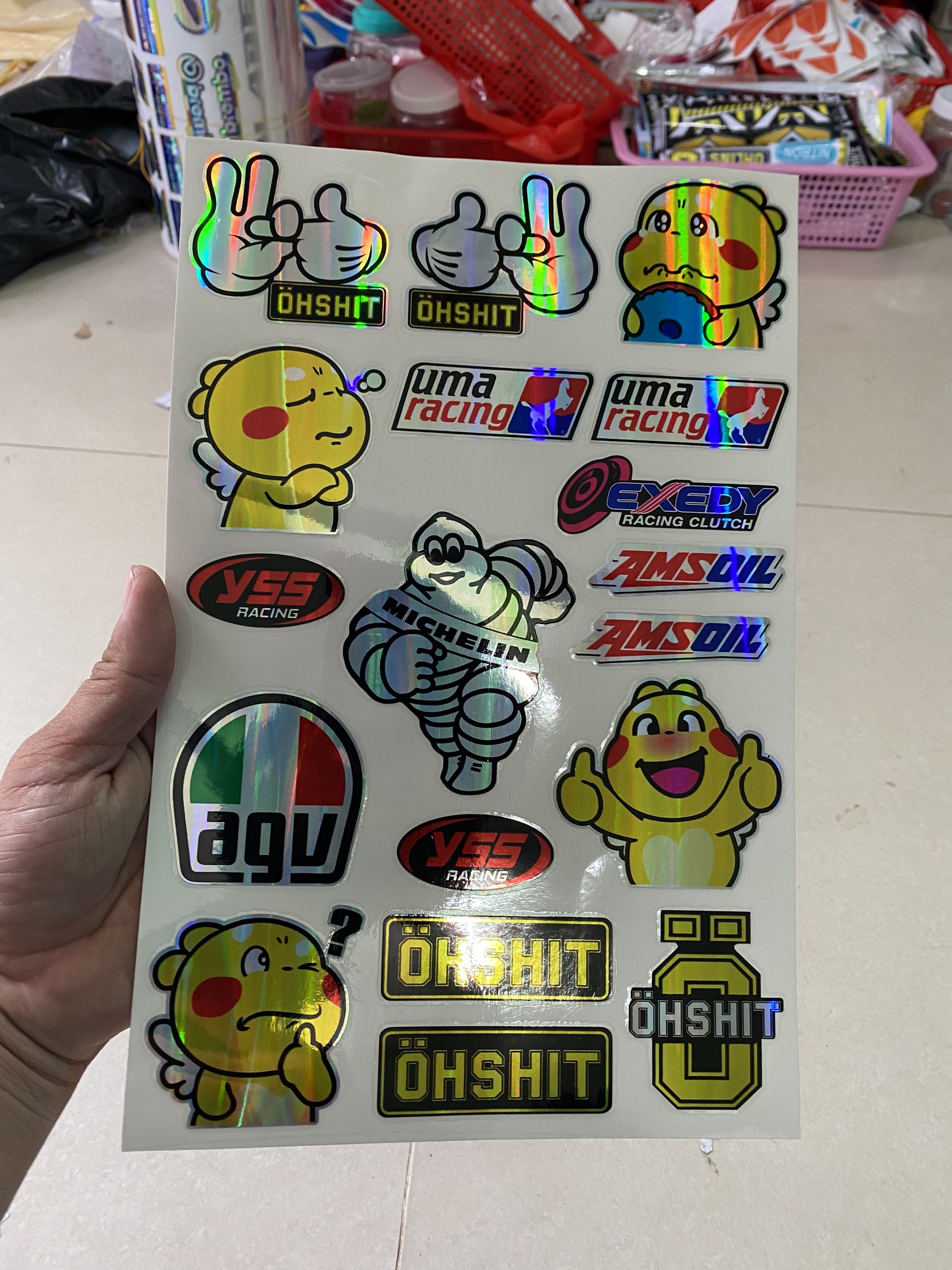 combo logo sticker bảy màu chiếu đẹp