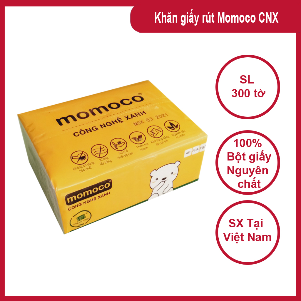 Khăn giấy rút Momoco (giấy lụa trắng 300 tờ)
