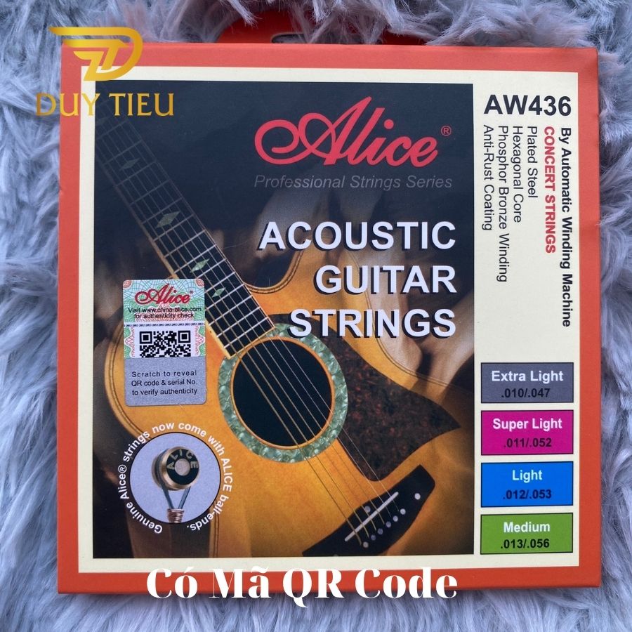 AW436 Acoustic Guitar String Set, Plated Steel Plain string, Phosphor Bronze Winding, Anti-Rust Coating - DuytieuGuitar DT017