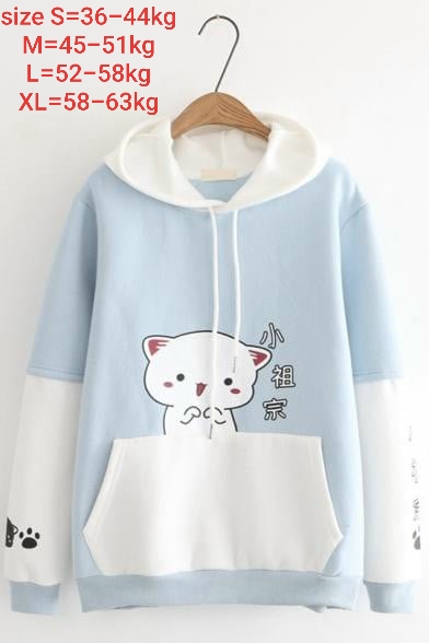 áo hoodie nữ mèo phối màu siêu dễ thương vải nỉ bông siêu mềm mịn
