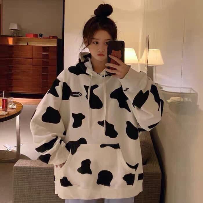 Áo hoodie nữ, áo khoác nỉ nữ form rộng in hình cá tính chất vải nỉ dày dặn lót bông cực ấm áp trẻ trung 2020