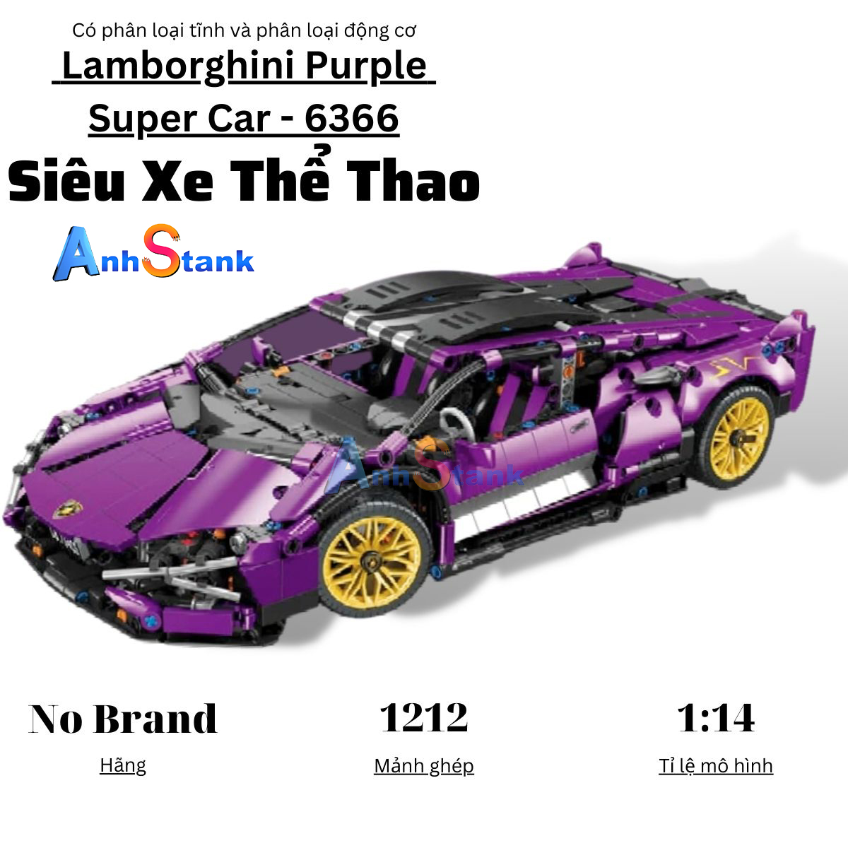 Mô hinh siêu xe technic Lamborghini Purple Super Car 6366 tỉ lệ 1:14 1212  PCS cung cấp bảo hành bởi Anhstank 