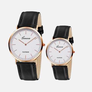 Đồng hồ đôi 2 chiếc nam nữ thời trang dây da tổng hợp cao cấp Geneva thumbnail