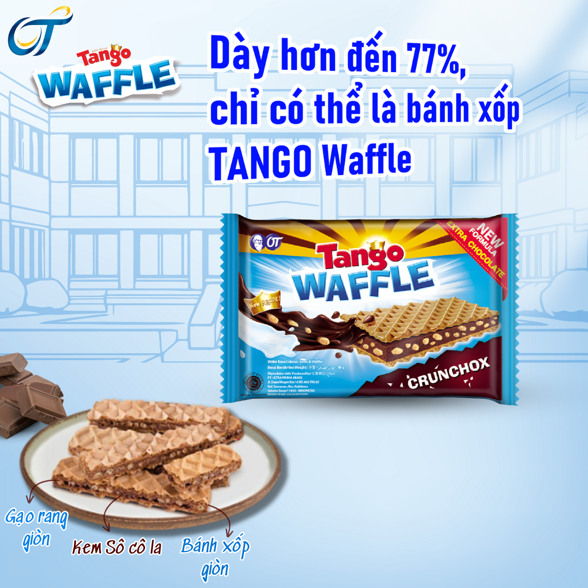 Tango _ Bánh xốp kem Sô cô la(thanh to 48g)