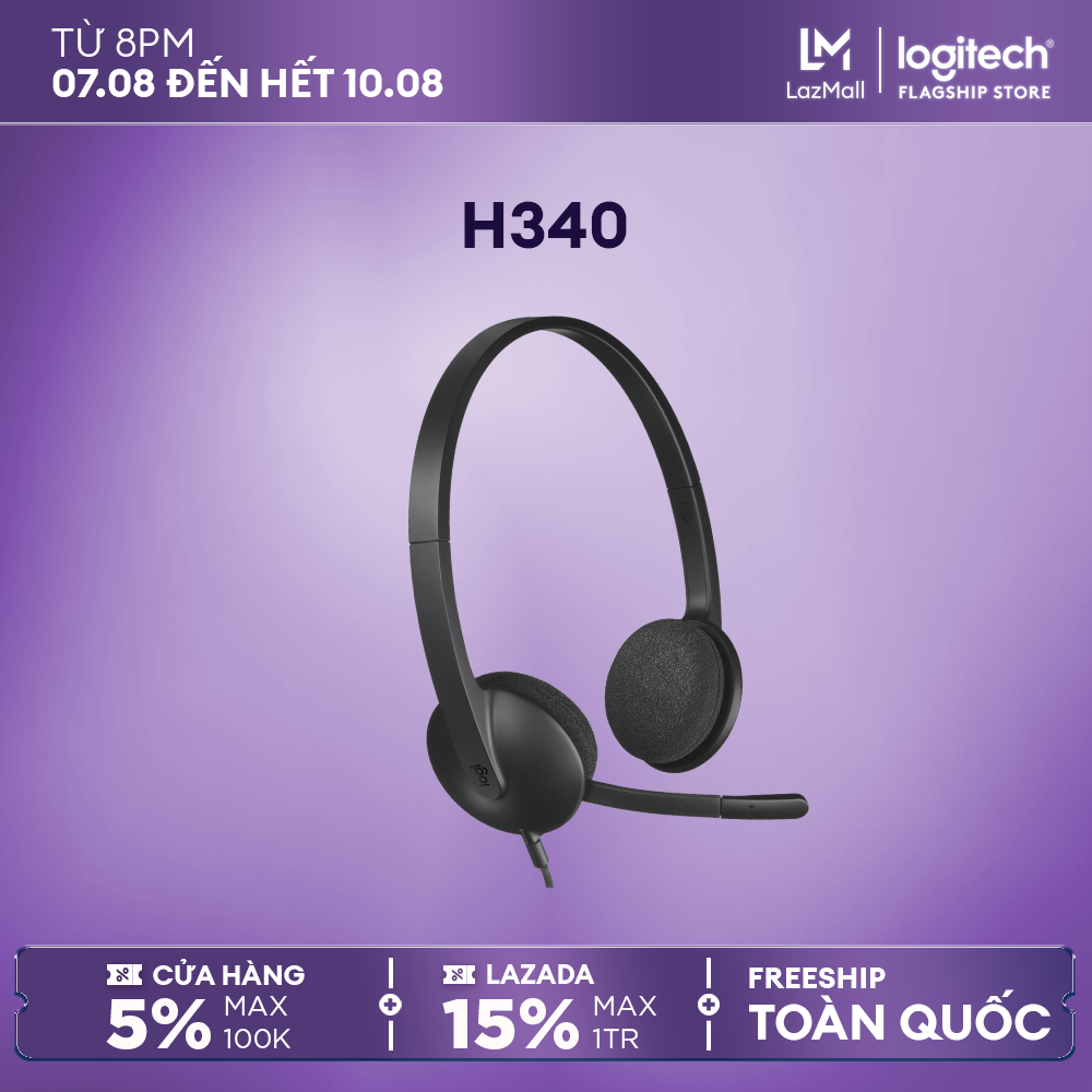Logitech H340 Wired Headset - Noise-canceling mic