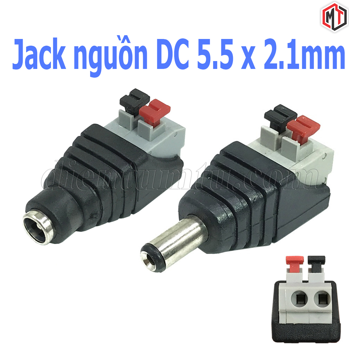 Jack nguồn dc 5.5x2.1mm đấu dây chốt cài