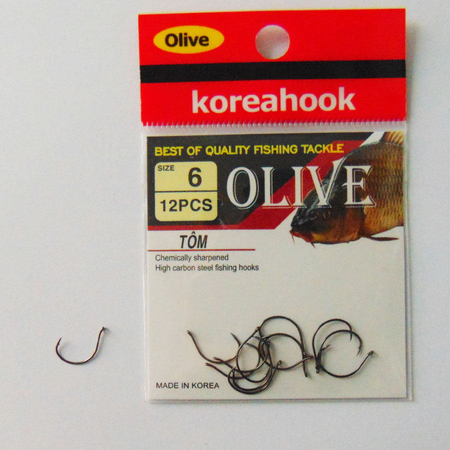 Lưỡi Câu Tôm Olive Korea Hook (giá nguyên vỉ)