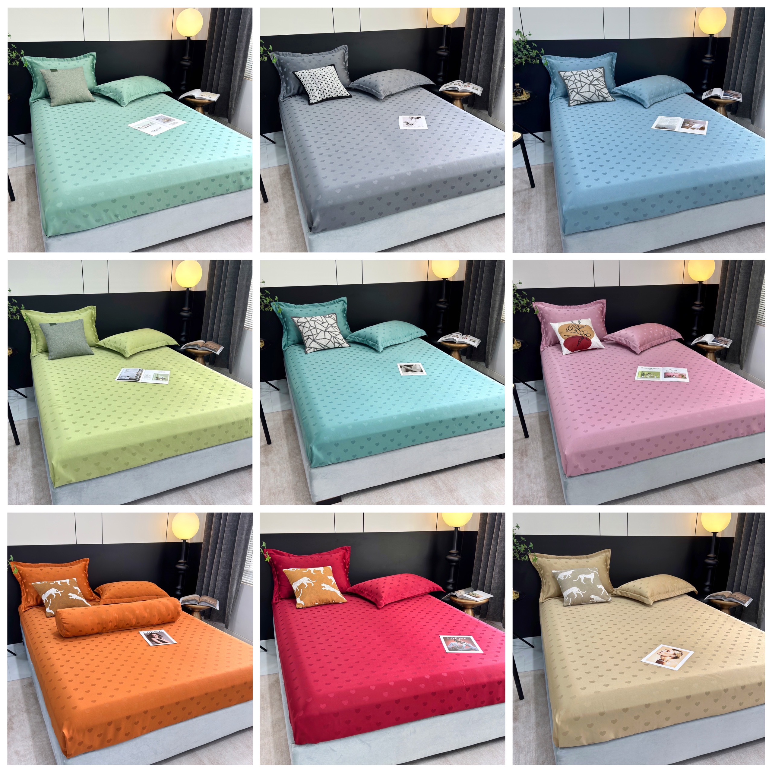 SET 3 MÓN VỎ GA GỐI PHI LỤA TIM SIÊU XINH FULL MÀU