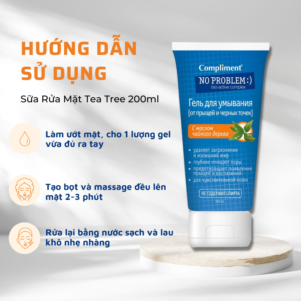 Sữa Rửa Mặt Ngừa Mụn Compliment No Problem Tea Tree Cho Mọi Loại Da 200ml - Vạch Cam