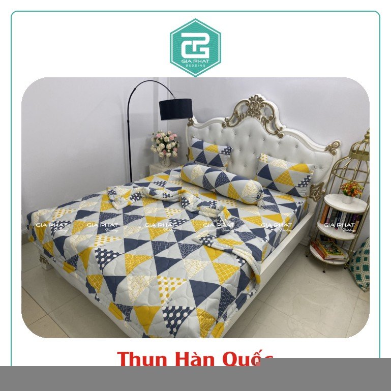 Bộ ga giường Thun Lạnh Hàn Quốc {4 món} họa tiết ( 1 ga bọc + 2 vỏ gối nằm + 1 vỏ gối ôm )