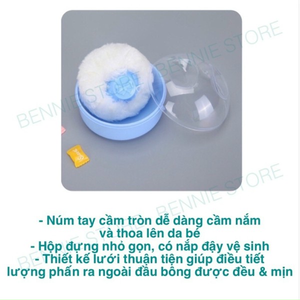 Hộp đựng kèm bông chậm phấn rơm, Hộp đựng phấn em bé