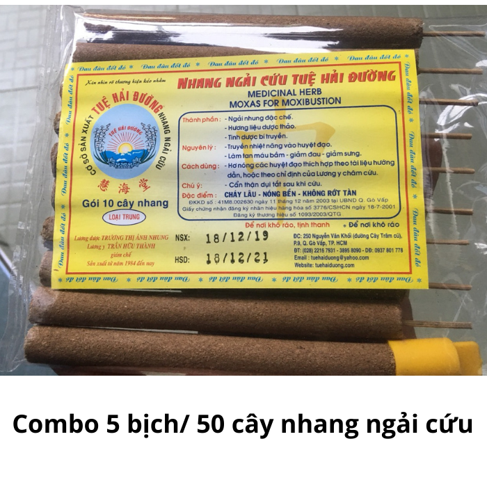 Nhang ngải cứu Tuệ Hải Đường- Combo 5 bịch/ 50 cây nhang