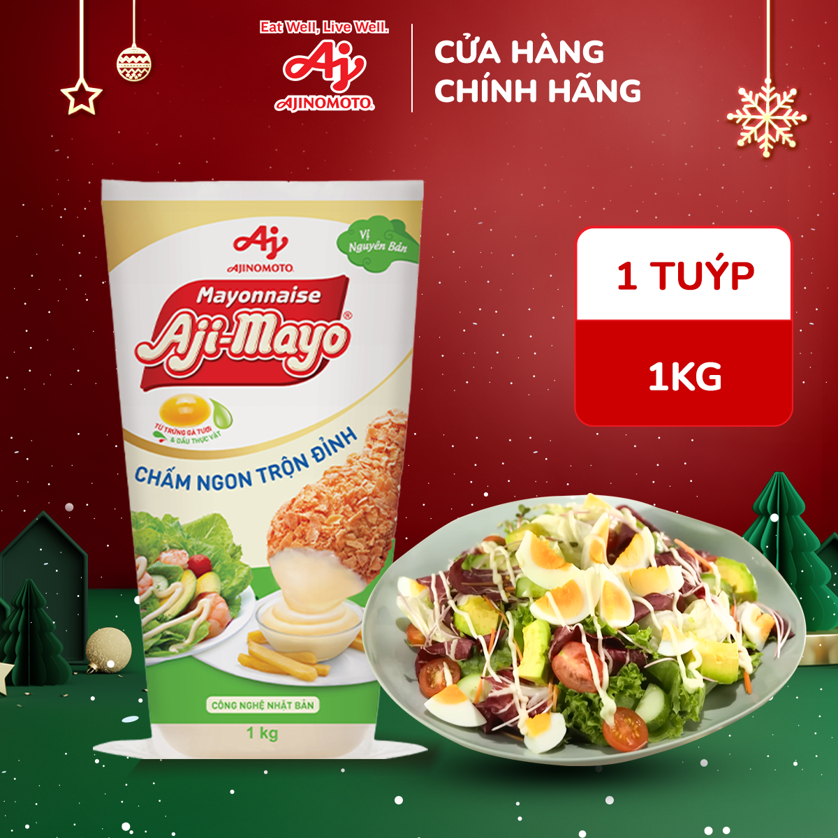 Xốt Mayonnaise Aji-mayo® Vị Nguyên Bản 1kg/Tuýp