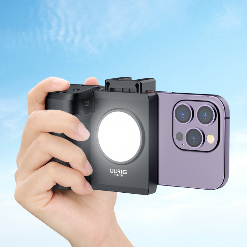 UURIG PH-10 Capgrip Handheld Selfie Booster Hand Grip Bluetooth Remote Control Shutter with Fill Light Lamp for Mobile Phone