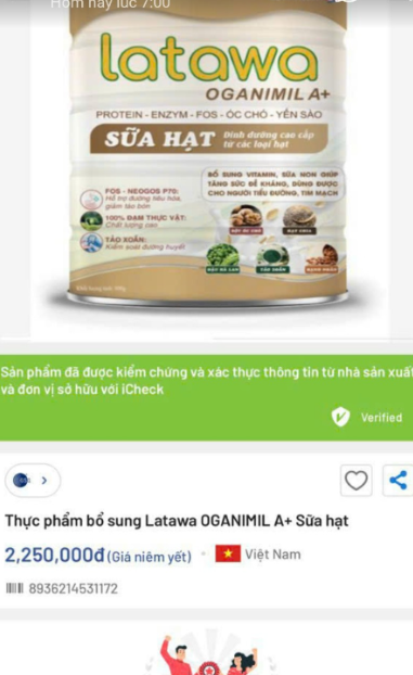 [Hộp 800g, HSD 2026] Sữa hạt Latatwa Organimil A+