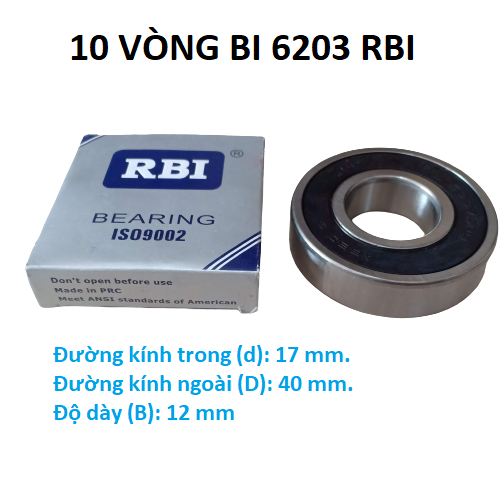 10 vòng bi 6203 RBI chất lượng cao